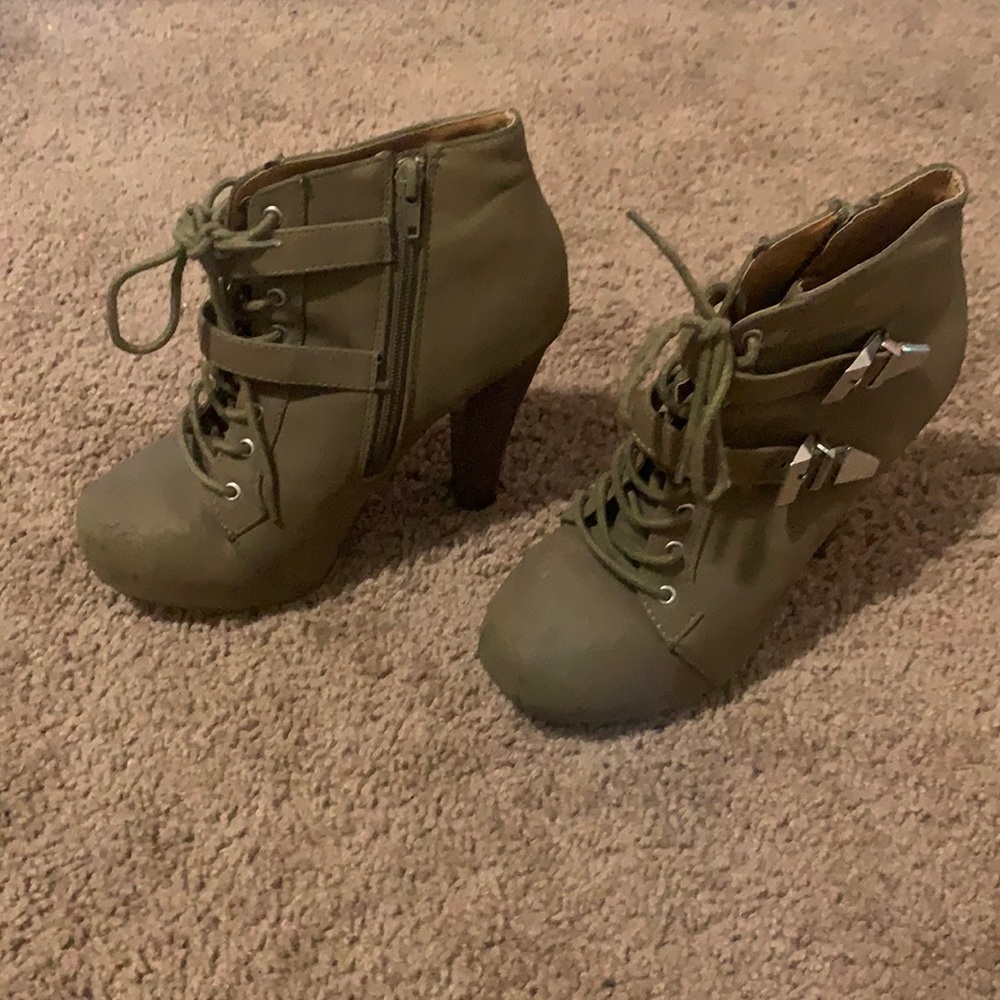 Sexy boot high heels. Army fatigue green.